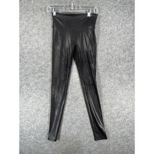 Spanx Leggings‎ Womens Small Black Faux Leather High Rise Shaping Slimming Pants